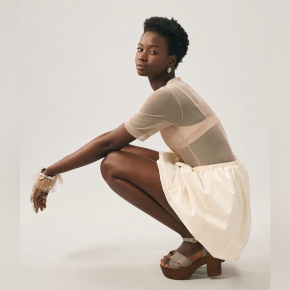 Anthropologie Self Contrast Bubble Mini Skirt NWOT - Picture 5 of 15